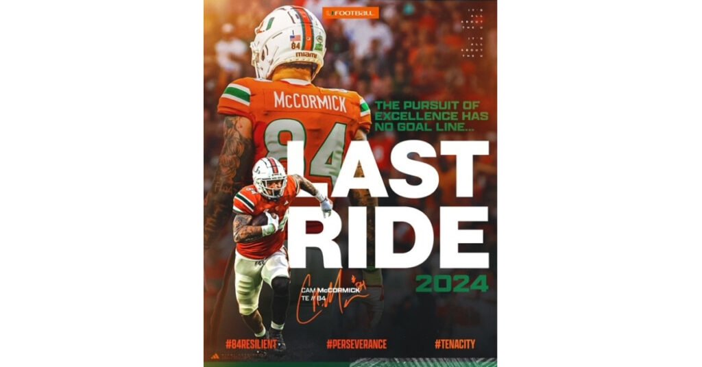 Cam McCormick to Return to the University of Miami for Historic Ninth College Football Season