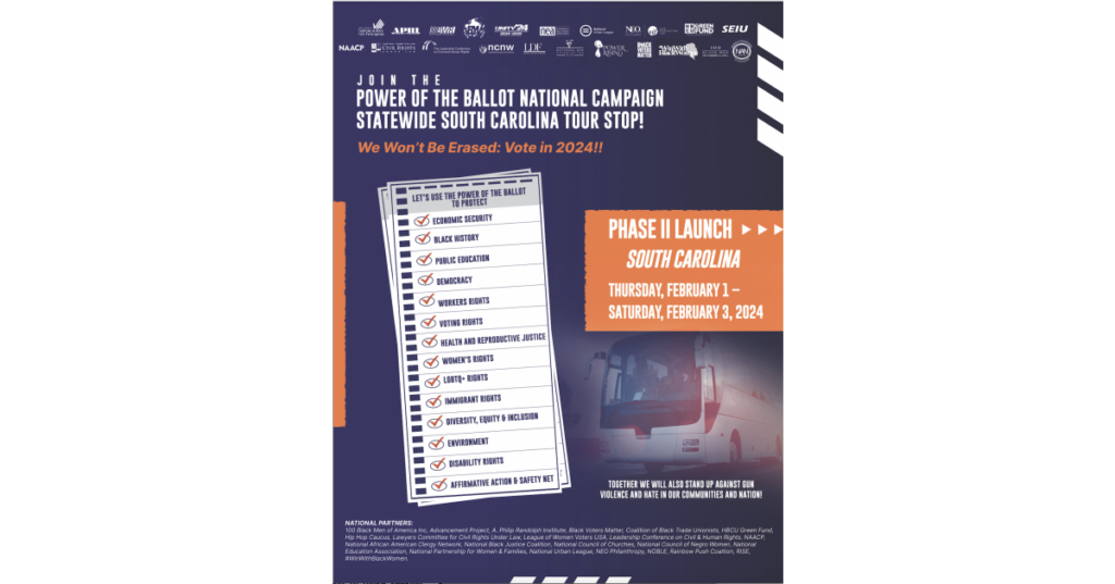 National and State Organizations Join Forces to Launch Phase II of the NCBCP Unity 2024 “Power of the Ballot” National Campaign to Mobilize Voters for Early Voting in SC
