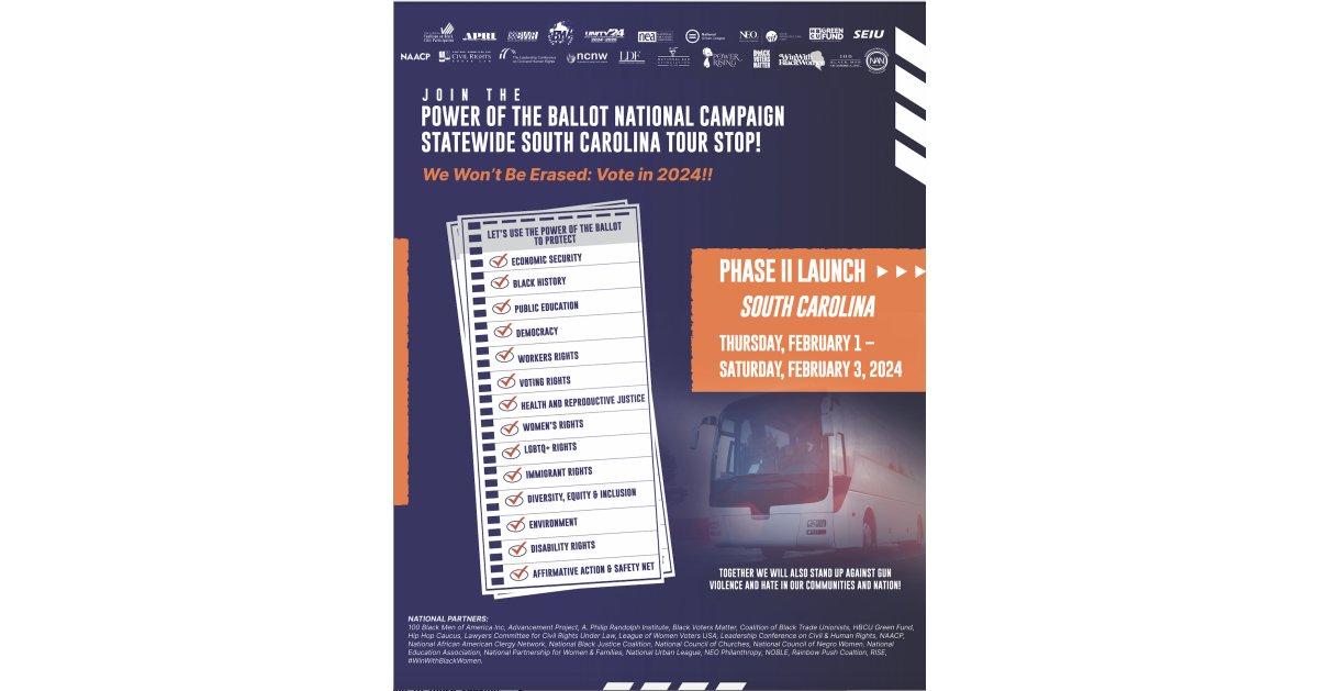 National and State Organizations Join Forces to Launch Phase II of the NCBCP Unity 2024 “Power of the Ballot” National Campaign to Mobilize Voters for Early Voting in SC