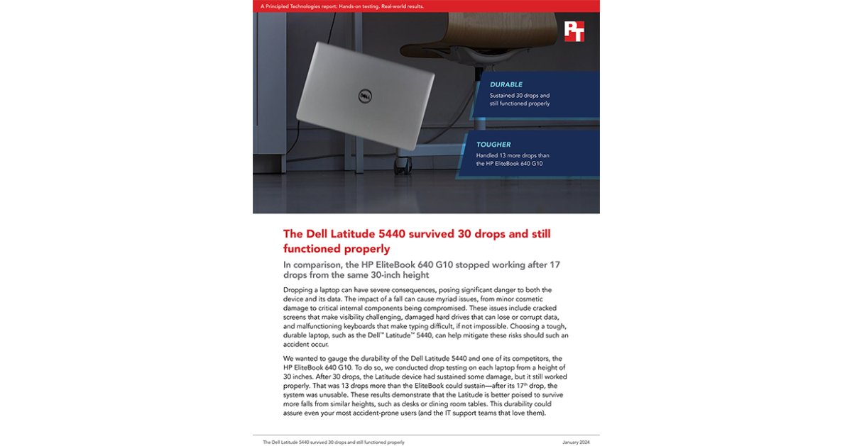 New Principled Technologies Report and Infographic Reveal the Enhanced Durability of the Dell Latitude 5440 Laptop