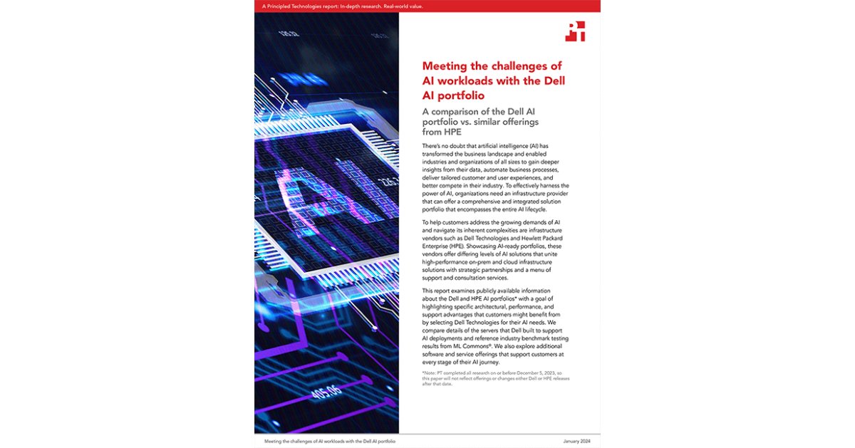 New Principled Technologies Research Report Compares Dell AI Portfolio with Similar Offerings from HPE