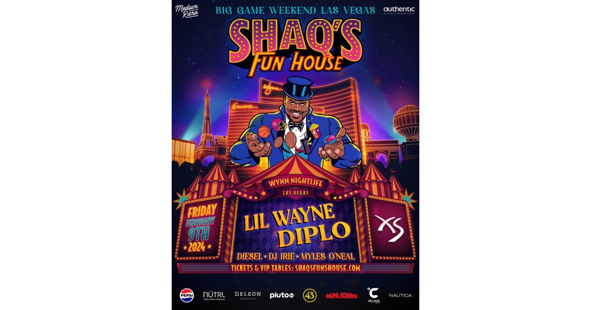 Shaquille O’Neal Heads to Big Game Weekend: Announcing Shaq’s Fun House 2024 at Wynn Las Vegas’ Iconic XS Nightclub