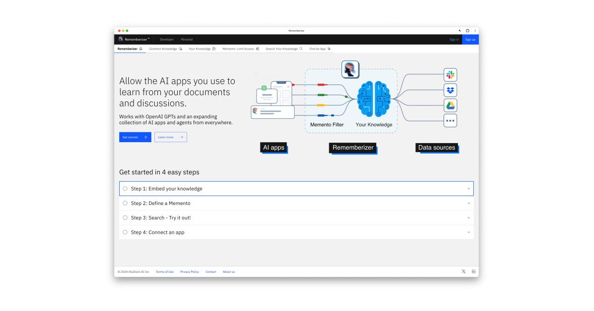 SkyDeck AI Inc. Unveils Rememberizer AI, Revolutionizing AI Application Personalization