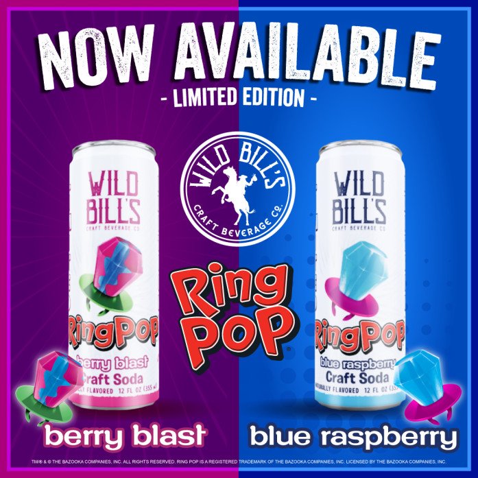 Wild Bill’s Olde Fashioned Soda Co. Partners With Bazooka Candy Brands to Unveil Nostalgic Limited Edition Ring Pop Flavors